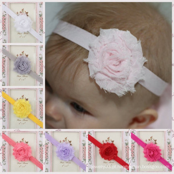 Coreano moda barato chiffon malha flor elástico bebê headband atacado